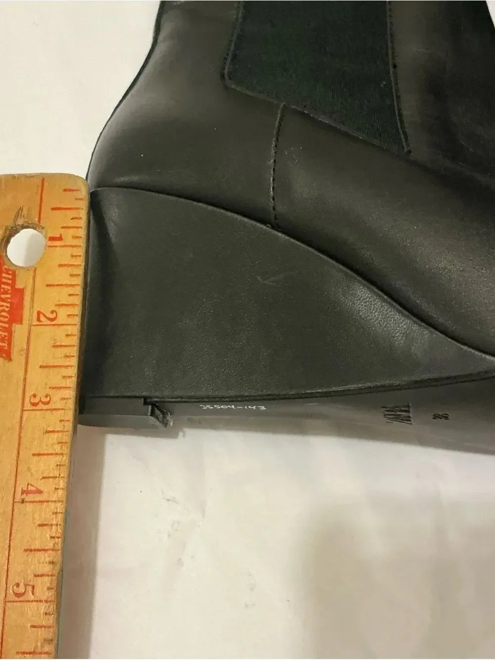 Zara Black Chelsea leather Wedge Ankle Boot size 38